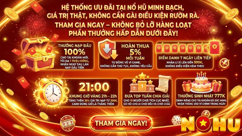 ưu đãi khủng nổ hũ